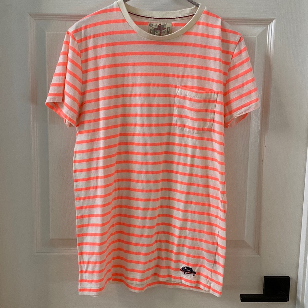 Superdry Pink and White Striped Short Sleeve Tee